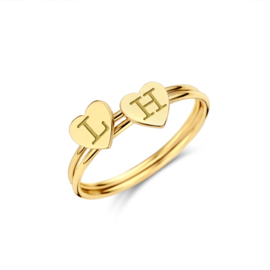 Gouden Ring met Hartje en Initiaal van Names4ever