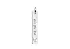 Names4ever Verticale Bar Ketting Hanger met Klavertje en Gravure