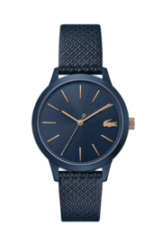 Lacoste Donkerblauw 12.12 Dames Horloge met Zwart Leder