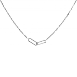 Karma Zilverkleurige Ketting Double Square