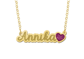 Gouden Naamketting met Roze Hartje Annika | Names4ever