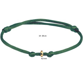 Groene Armband van Satijn + Gouden Ringetje