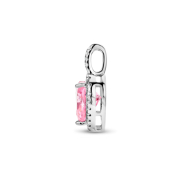 Zilveren Hanger Hart met Roze Zirkonia en Wit Halo