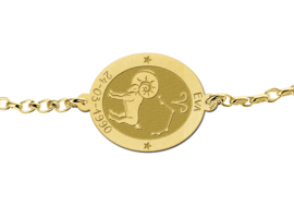 Gouden Armband met Ovaalvormige Ram Sterrenbeeld Naamhanger > Names4ever