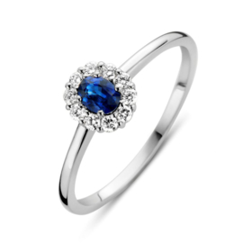 Excellent Jewelry Witgouden Ring met 0,26 crt. Saffier Diamant