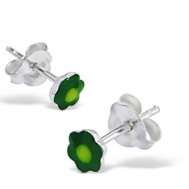 Zilveren bloem oorbelletjes SU172-groen