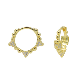 Goudkleurige Oorringen met Bolletjes & Zirkonia’s | Karma Jewelry
