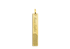 Names4ever Verticale Gouden Bar Ketting Hanger met Vingerafdruk en Tekstgravure