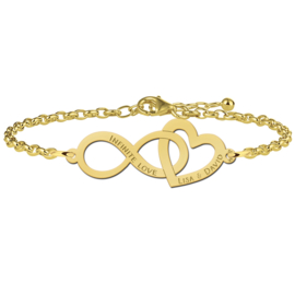 Names4ever Gouden Armband met Infinity en Hartje