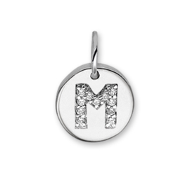 Letter M Bedel Hanger van Zilver met Zirkonia’s