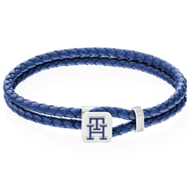 Tommy Hilfiger Dubbele Blauw Leren Heren Armband TJ2790530