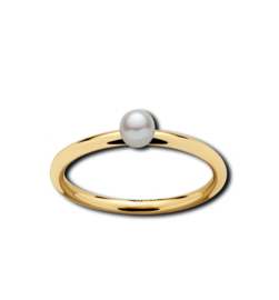 Ring met Bolle Witte Zoetwaterparel van M&M / Ringmaat 19,7mm