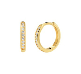 Gouden Klapoorringen Diamant 0,10 ct (2x 0,05ct) G SI