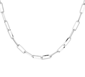 Zilveren Paperclip Collier 4,3 mm Lengte 42 cm