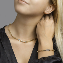 Chunky Ketting | 14K Geelgouden Collier met Paperclip Schakels