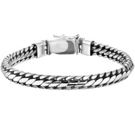 Solide Schakelarmband van Zilver voor Heren 6 mm 18 cm