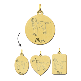 Gouden Hanger met Hond Labrador + Naam Graveren