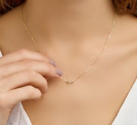 Geelgouden Schakelcollier met Infinity Plaatje