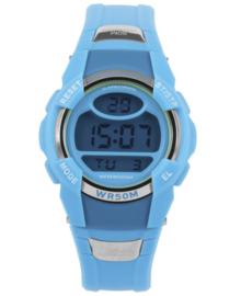 Hiker Digitaal Kids Horloge met Lichtblauwe Silicone Horlogeband
