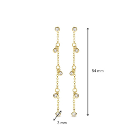 Excellent Jewelry Gouden Oorstekers met Diamanten Hangers