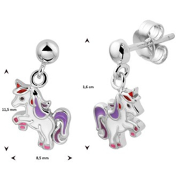 Zilveren Eenhoorn Oorbellen voor Meisjes