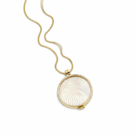 Gouden 33mm Medaillon met White Laser Wave Insignia en Ketting van MY iMenso Gold