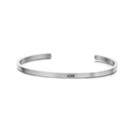 Zilverkleurige ‘Love’ Bangle Armband van Edelstaal
