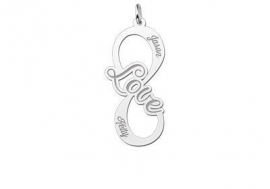 Names4ever Love Infinity Hanger van Zilver - Graveer Sieraad