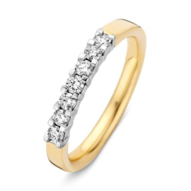 Excellent Jewelry Vlakke Geelgouden Ring met Diamanten