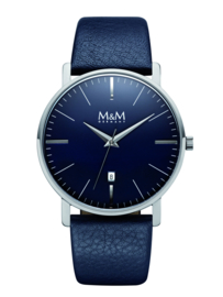 New Classic Heren M&M Horloge met Blauw Lederen Horlogeband