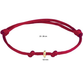 Bordeaux Rode Armband van Satijn + Gouden Ringetje