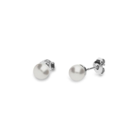 Spark Small Pearl Studs Zilveren Oorstekers met Witte Parel