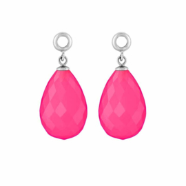 Creoli Hangers met Cat’s Eye Fuchsia Facetgeslepen Glasbedel