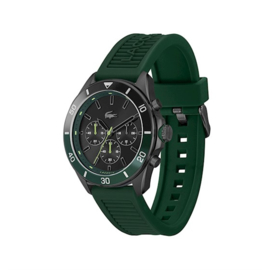 Lacoste Sportief Stalen Tiebreaker Horloge met Groene Siliconen Horlogeband