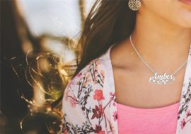 Names4ever Amber Stijl Zilveren Naamketting