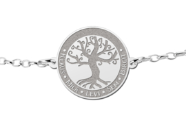 Zilveren Armband met Ronde Decoratieve Levensboom Naamhanger > Names4ever