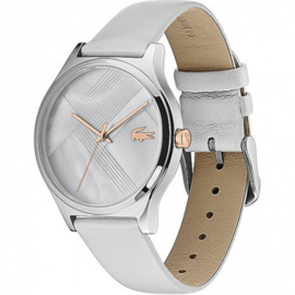 Zilverkleurig Nikita Horloge voor Dames met Witte Band van Lacoste