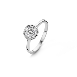 New Bling Slanke Zilveren Ring met Luxe Facetgeslepen Zirkonia