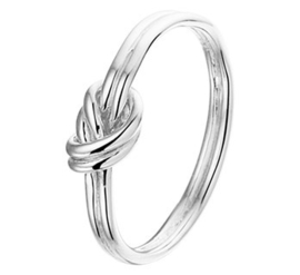 Glanzende Knoop Ring van Gerhodineerd Zilver