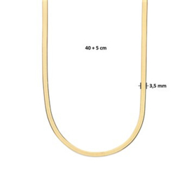 Goudkleurige Collier plat 3,5 mm 40 + 5 cm