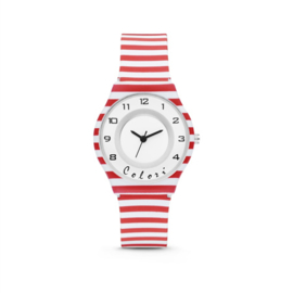 Rood Wit Gestreept Horloge van Colori Junior