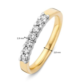 Excellent Jewelry Vlakke Geelgouden Ring met Diamanten
