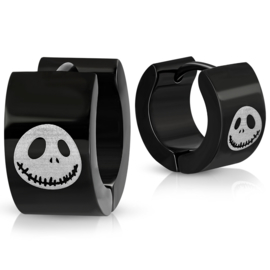 Edelstalen Jack Skellington Creolen met Zwarte PVD-Coating