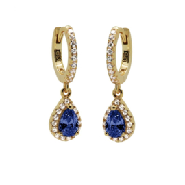 Hinged Hoops Zirconia CHLOE SAPHIRE BLUE Goldplated | Karma Jewelry
