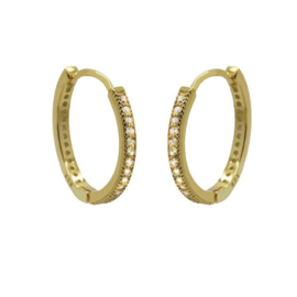 Karma Goudkleurige Hinged Hoops Zirconia Oorringen 20 mm