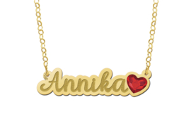 Gouden Naamketting met Rood Hartje Annika | Names4ever