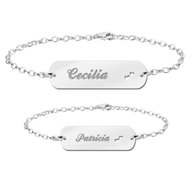 Zilveren Moeder Dochter Armbandjes Set met Hartjes - Names4ever Graveer