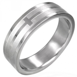 Kruis graveer ring / 316 L stainless steel ring SKU3237