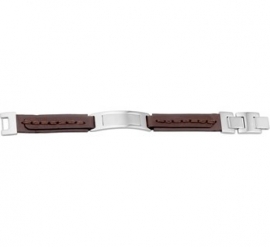 Heren Armband van Bruin Leer met Bruin Stiksel | 19 - 21cm