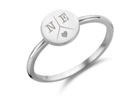 Zilveren Disc Ring met Drie Initialen | Ring 20,5